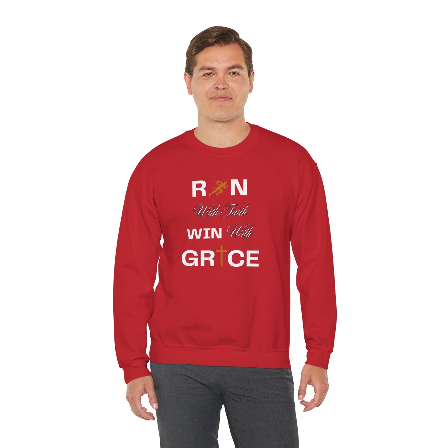 Run With Faith, Win With Grace - Unisex Crewneck Sweatshirt