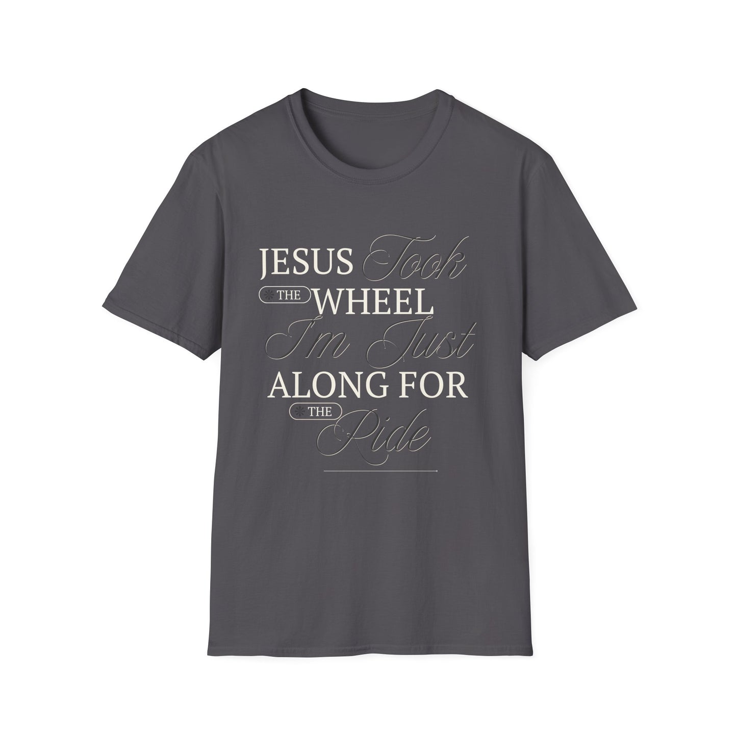 Christian Unisex Tee - Jesus Took the Wheel Design