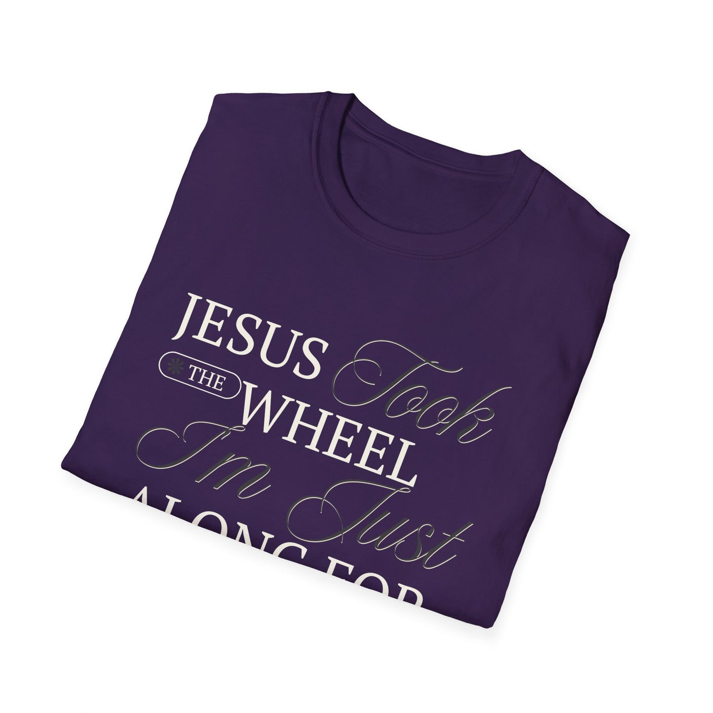 Christian Unisex Tee - Jesus Took the Wheel Design