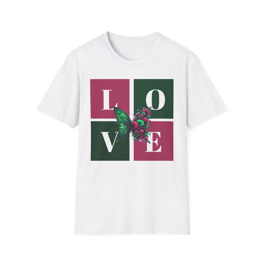 Unisex Softstyle T-Shirt - 'Love' Butterfly Design for Comfort and Style